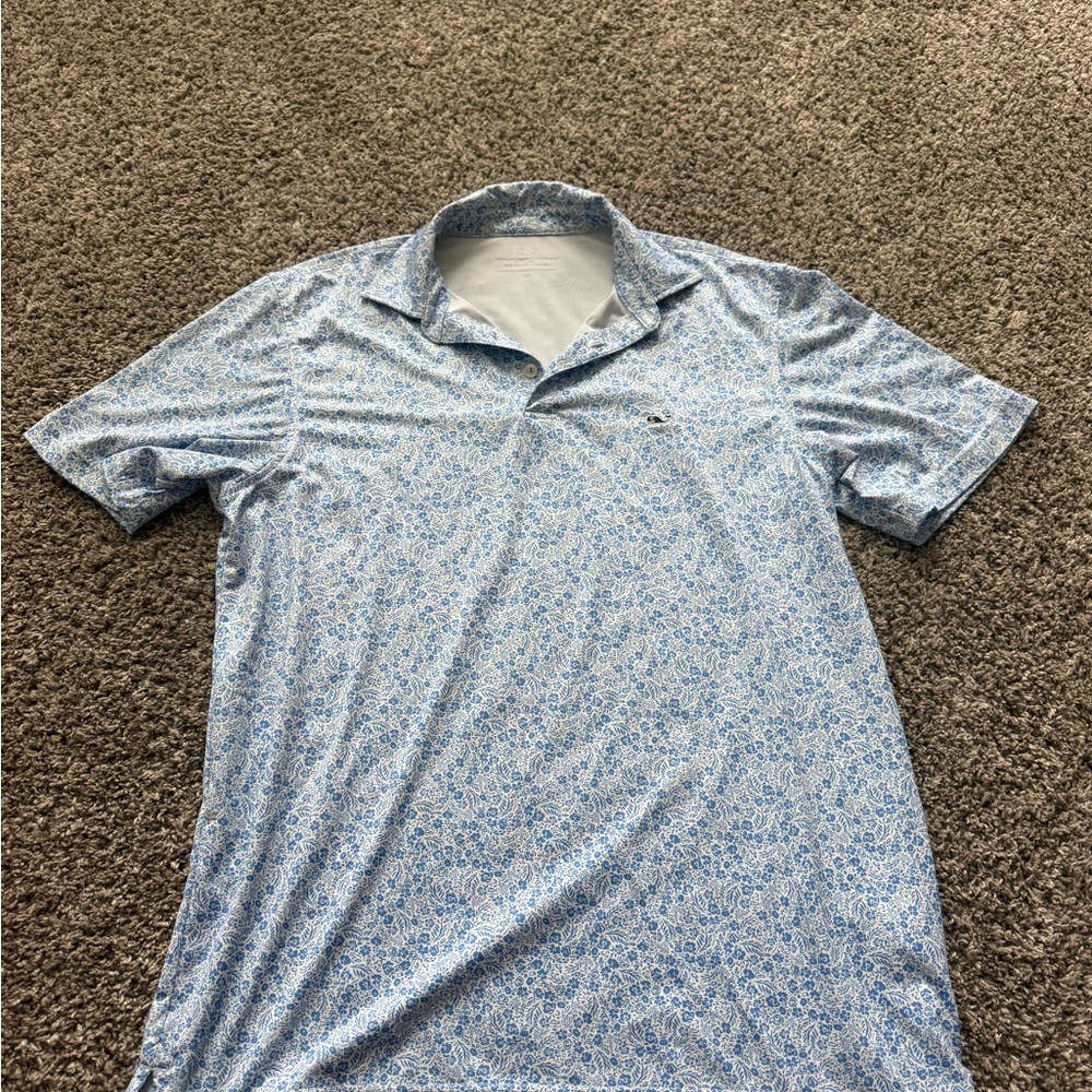 Vineyard Vines Light Blue Patterned Polo Shirt